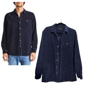 Rolla's Men At Work Fat Cord Blue Cotton Corduroy Button Jacket Shacket Medium